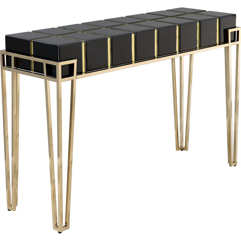 Camden Isle Tuxedo Black Mirrored Console Table