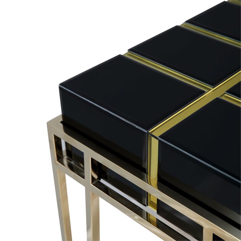 Camden Isle Tuxedo Black Mirrored Console Table