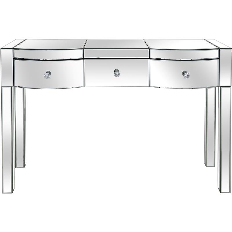 Monroe Clear Mirrored Glass Console Table with 3 Drawers
