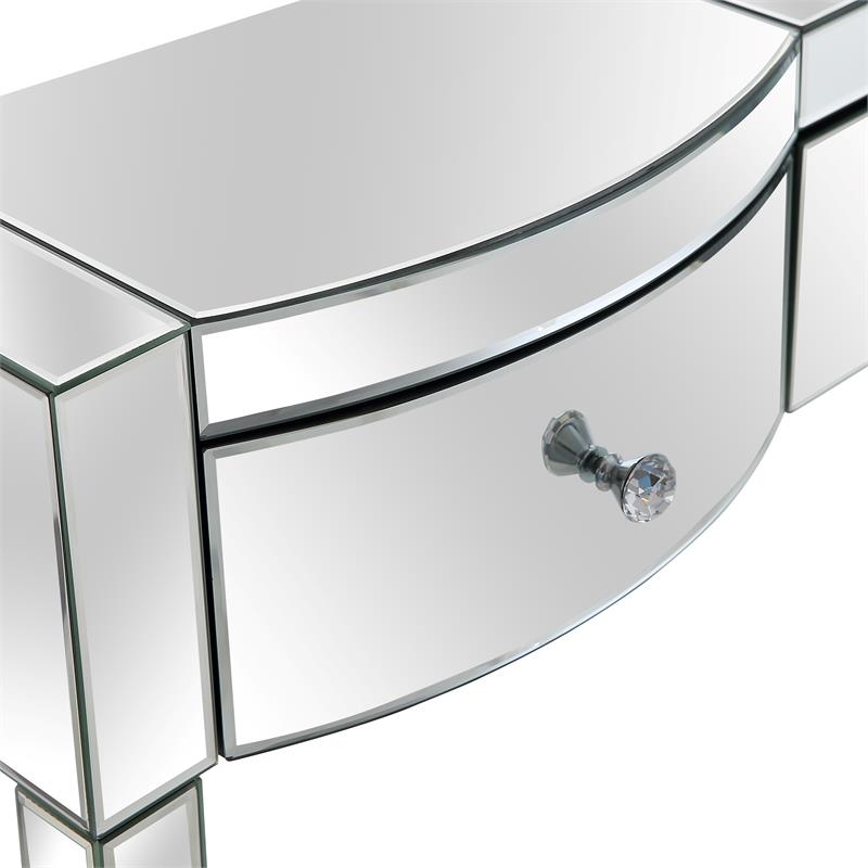 Monroe Clear Mirrored Glass Console Table with 3 Drawers