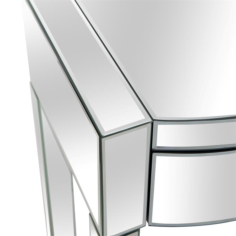 Monroe Clear Mirrored Glass Console Table with 3 Drawers