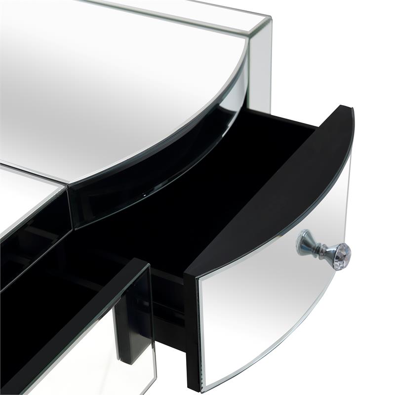 Monroe Clear Mirrored Glass Console Table with 3 Drawers