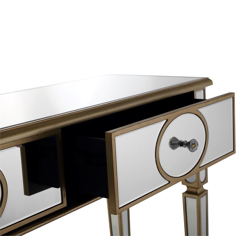 Holland Mirrored Glass Console Table with Gold Accents