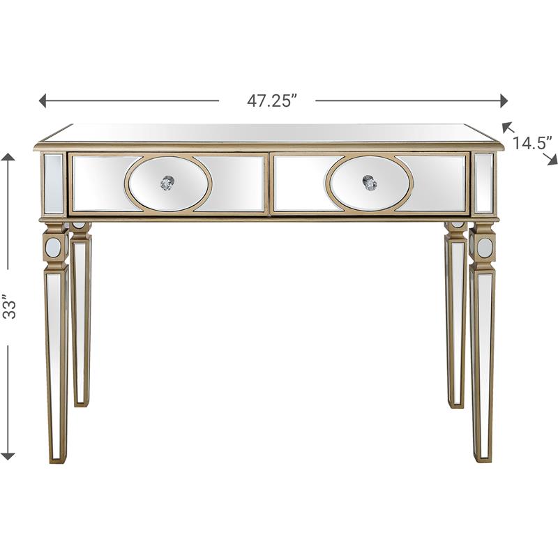 Holland Mirrored Glass Console Table with Gold Accents