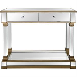 declan mirrored glass console table with gold accents