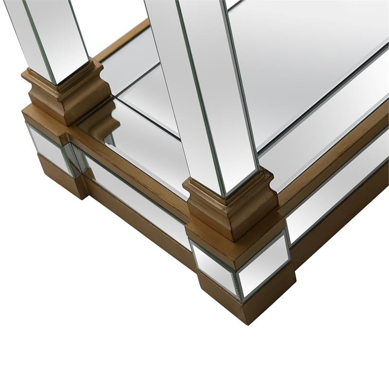 Declan Mirrored Glass Console Table with Gold Accents
