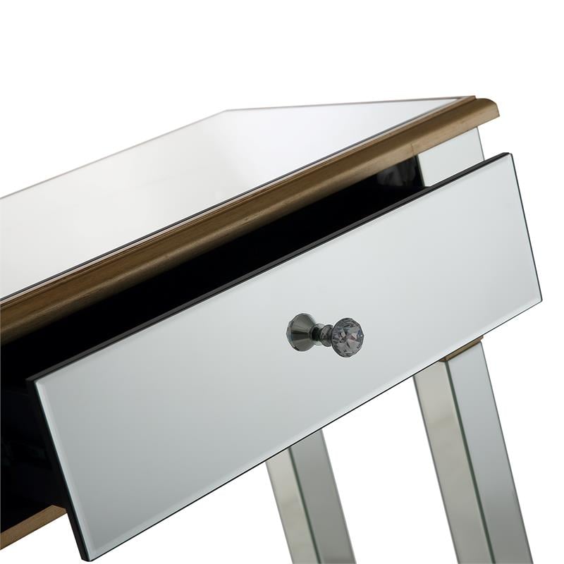 Declan Mirrored Glass Console Table with Gold Accents