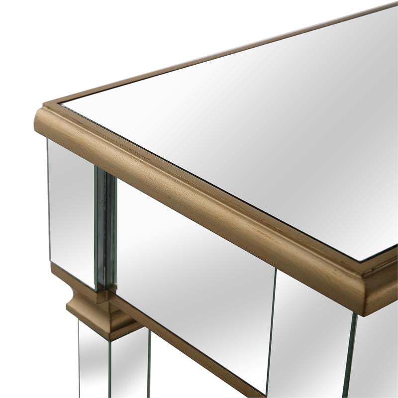 Declan Mirrored Glass Console Table with Gold Accents