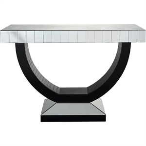 harris mirrored console table with black mirrored glass base