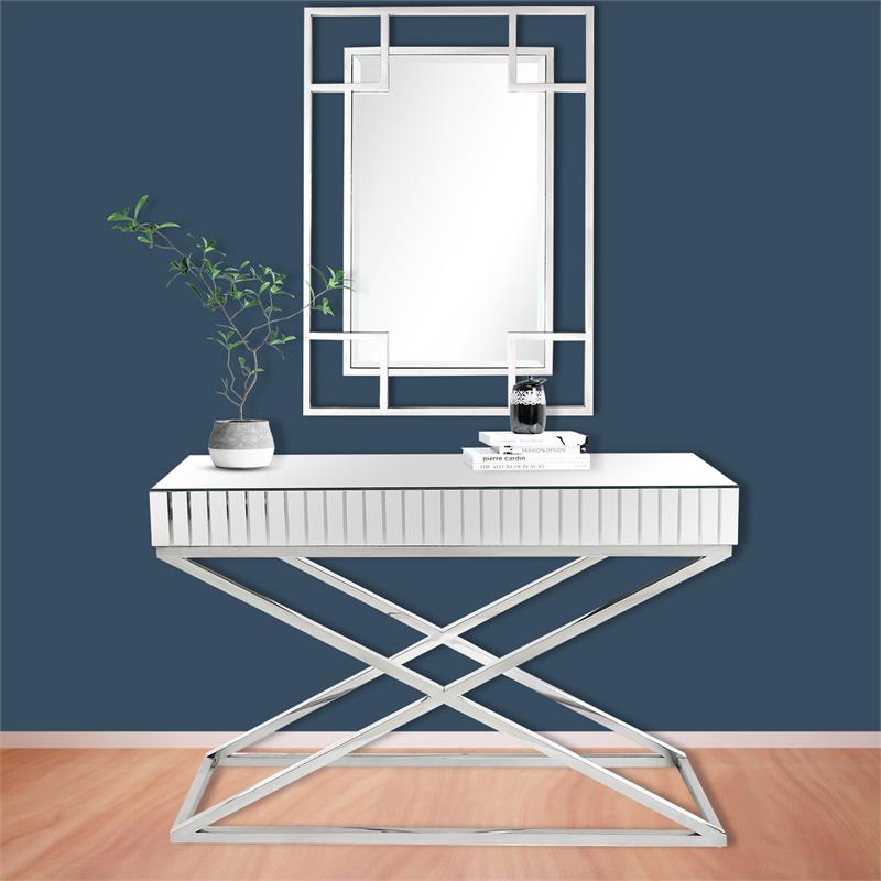 Camden Isle Kinney Console Table with Silver Stainless Steel Frame