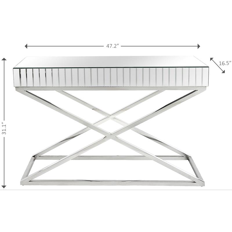Camden Isle Kinney Console Table with Silver Stainless Steel Frame