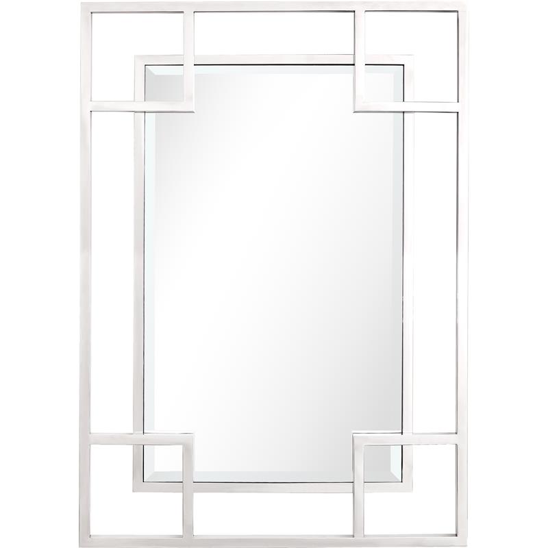 Camden Isle Kinney Wall Mirror and Console Table in Silver Stainless Steel Frame