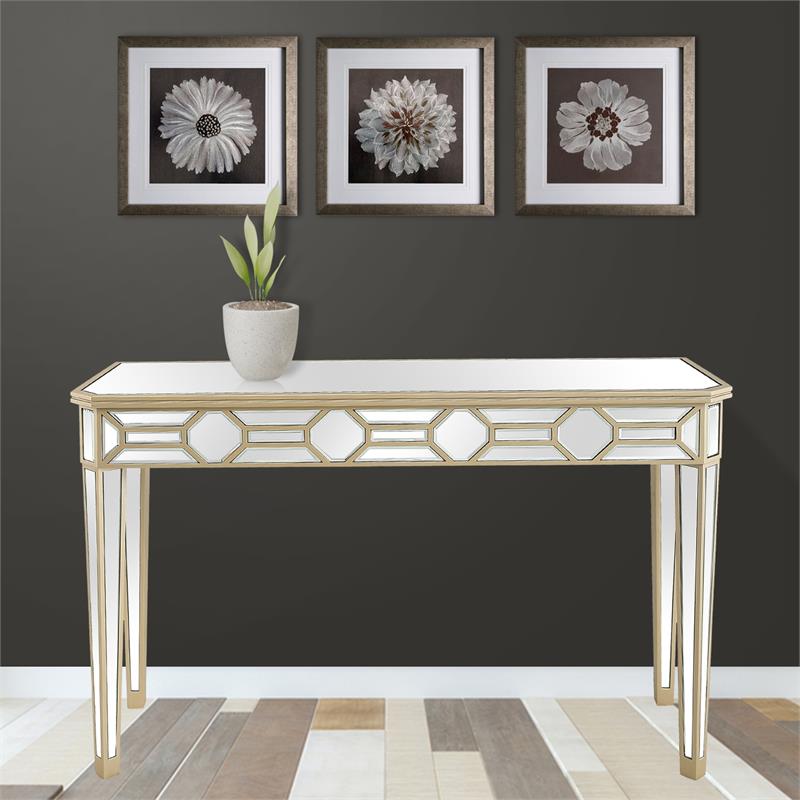Camden Isle Lilian Console Table with Mirrored Glass and Gold Frame