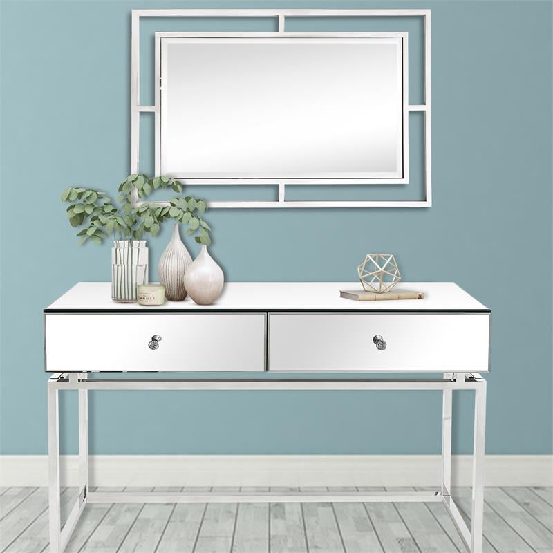 Camden Isle Addison Console Table with Silver Stainless Steel Frame