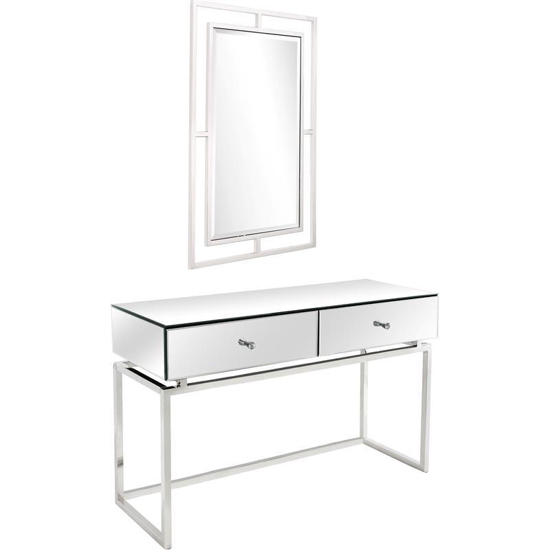 Camden Isle Addison Wall Mirror and Console Table with Silver Stainless Steel