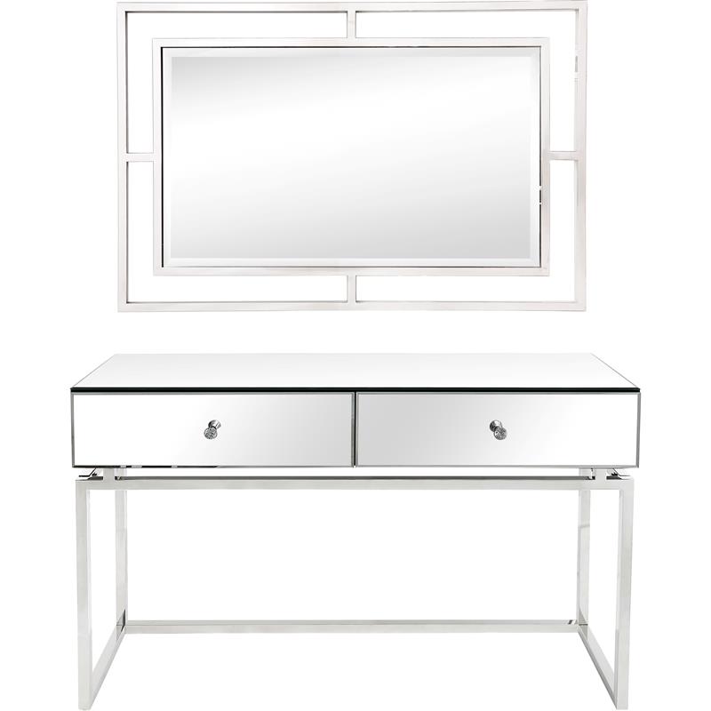 Camden Isle Addison Wall Mirror and Console Table with Silver Stainless Steel