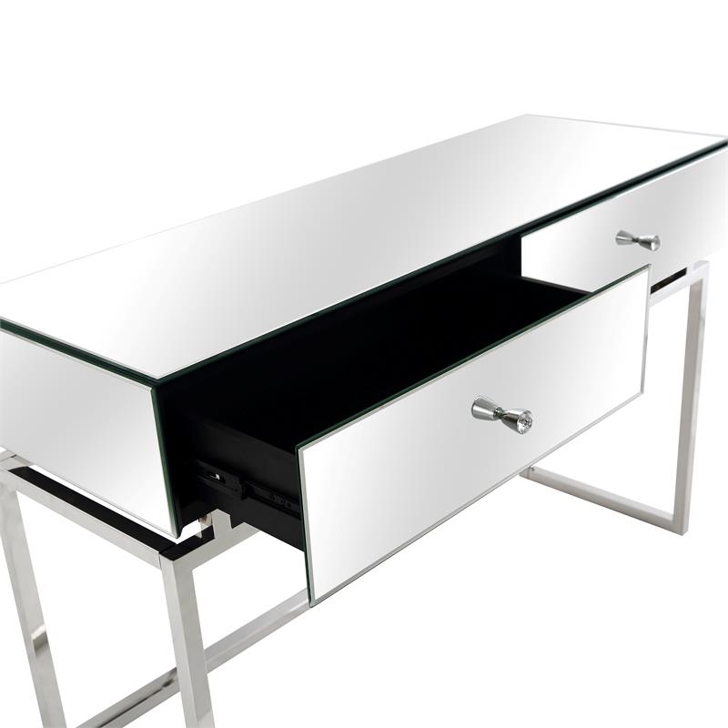 Camden Isle Addison Wall Mirror and Console Table with Silver Stainless Steel