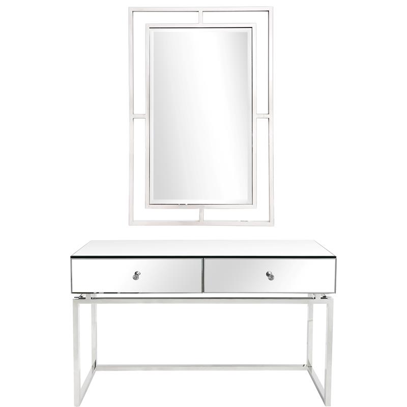 Camden Isle Addison Wall Mirror and Console Table with Silver Stainless Steel