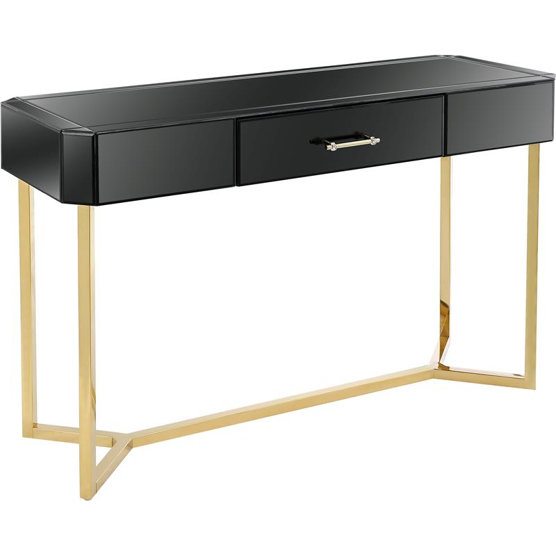 Camden Isle Sonya Console Table with Black Mirror and Stainless Steel Frame
