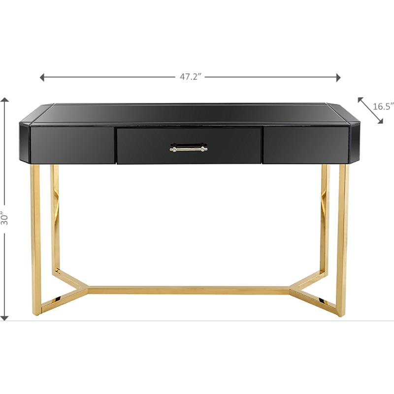 Camden Isle Sonya Console Table with Black Mirror and Stainless Steel Frame