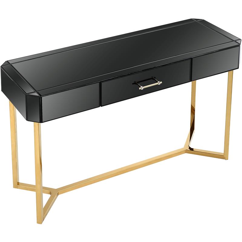 Camden Isle Sonya Console Table with Black Mirror and Stainless Steel Frame
