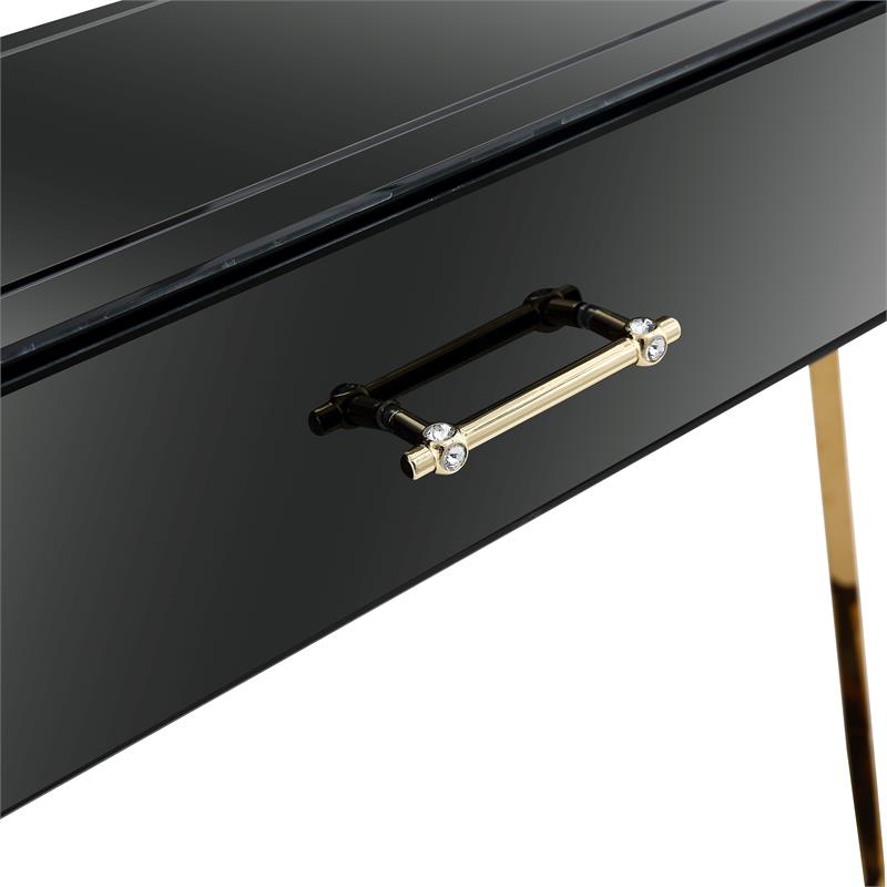 Camden Isle Sonya Console Table with Black Mirror and Stainless Steel Frame