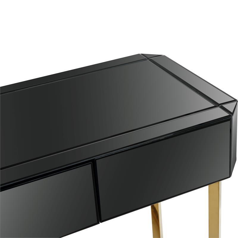 Camden Isle Sonya Console Table with Black Mirror and Stainless Steel Frame