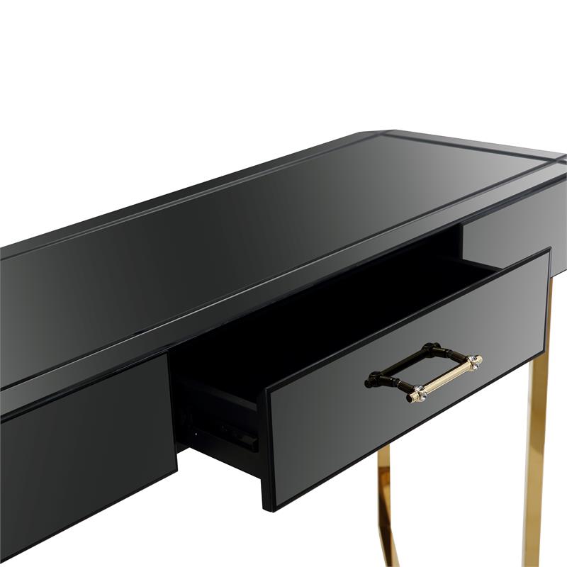 Camden Isle Sonya Console Table with Black Mirror and Stainless Steel Frame
