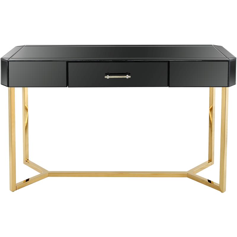 Camden Isle Sonya Console Table with Black Mirror and Stainless Steel Frame