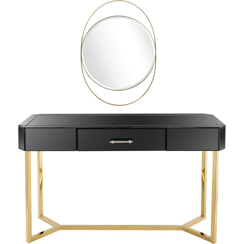 Camden Isle Sonya Mirror and Console Table with Black Mirror and Stainless Steel