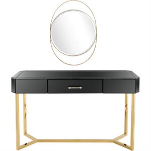 Camden Isle Sonya Mirror and Console Table with Black Mirror and Stainless Steel