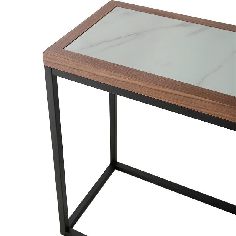 Camden Isle Riley Console Table with Metal in Brown Finish