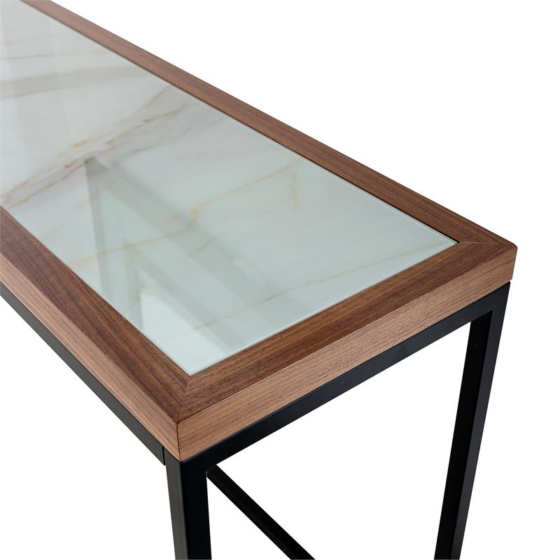 Camden Isle Riley Console Table with Metal in Brown Finish