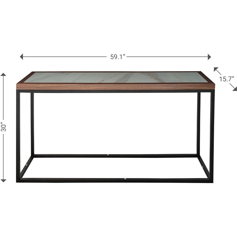 Camden Isle Riley Console Table with Metal in Brown Finish