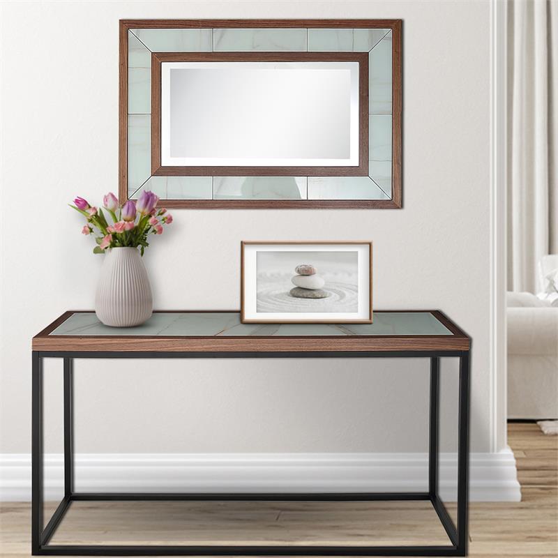 Camden Isle Riley Console Table with Metal in Brown Finish