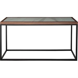 camden isle riley console table with metal in brown finish