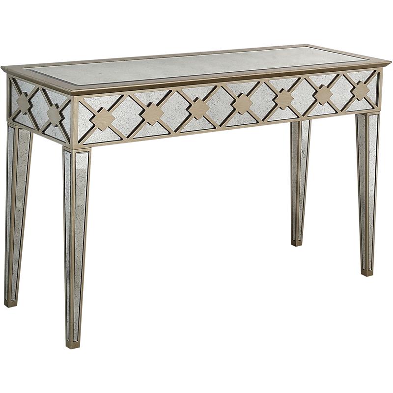 Camden Isle Algiers Console Table with Wood in Gold Finish