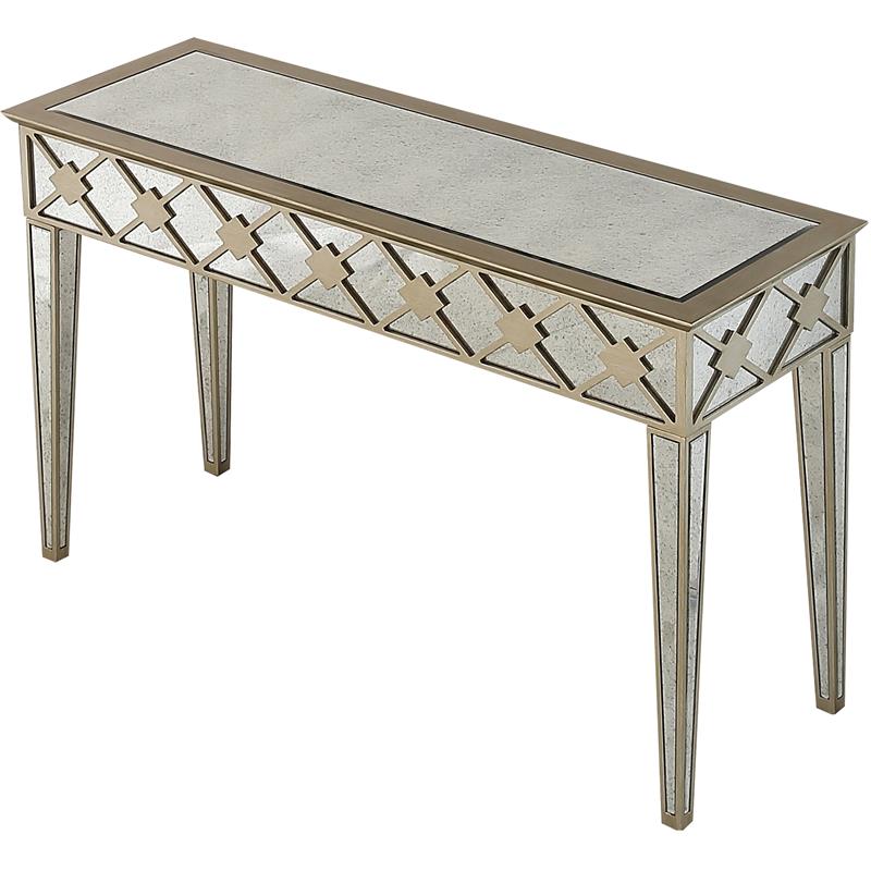 Camden Isle Algiers Console Table with Wood in Gold Finish