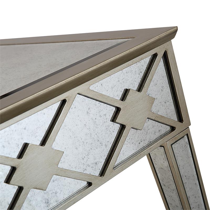 Camden Isle Algiers Console Table with Wood in Gold Finish