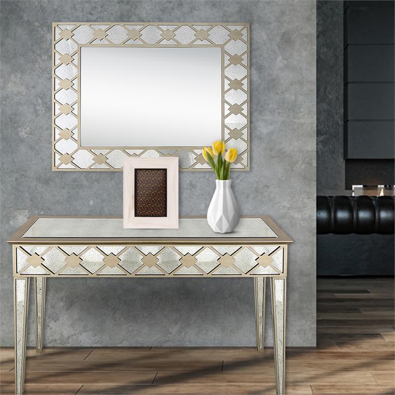 Camden Isle Algiers Console Table with Wood in Gold Finish