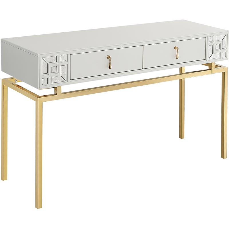 Camden Isle Dynasty Console Table with Stainless Steel in White Finish