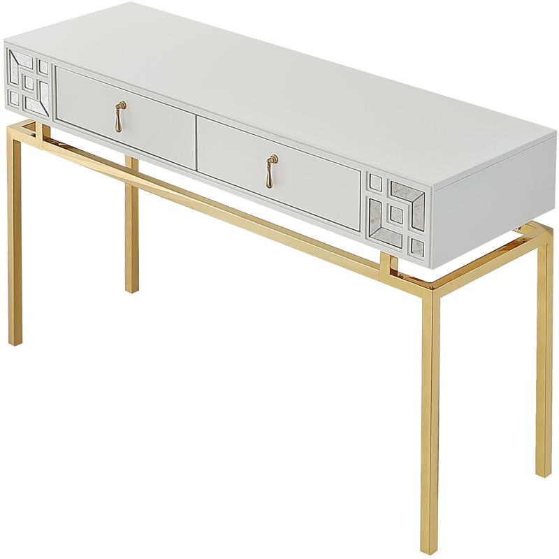 Camden Isle Dynasty Console Table with Stainless Steel in White Finish