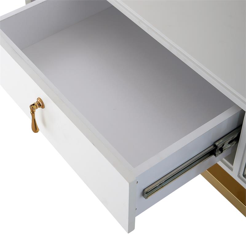 Camden Isle Dynasty Console Table with Stainless Steel in White Finish