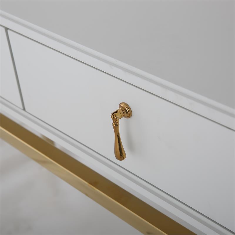 Camden Isle Dynasty Console Table with Stainless Steel in White Finish