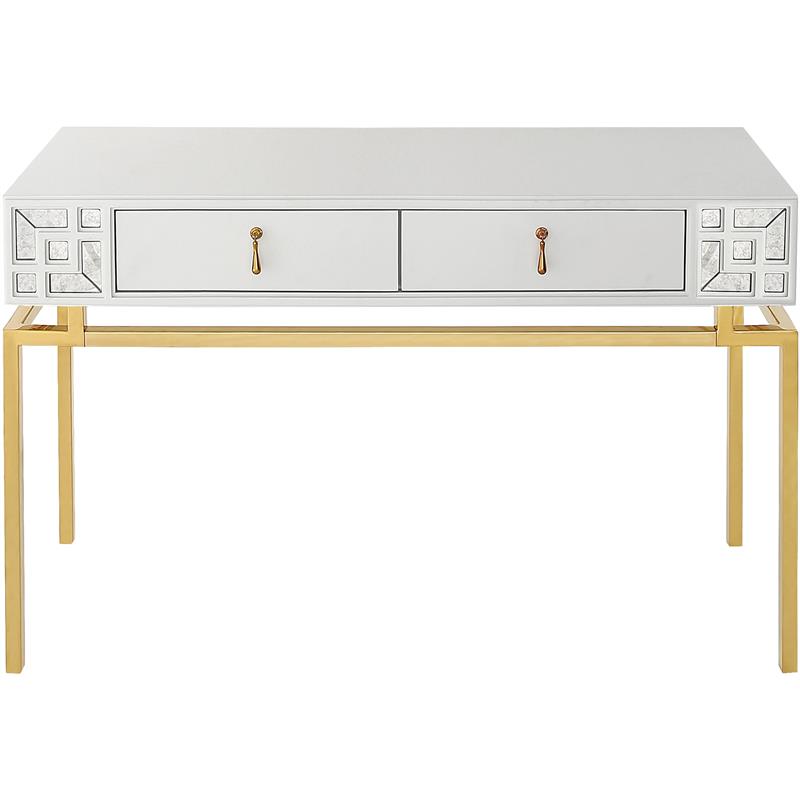 Camden Isle Dynasty Console Table with Stainless Steel in White Finish
