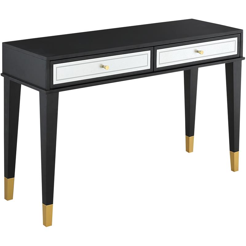 Camden Isle Makalu Console Table with Wood in Black Finish