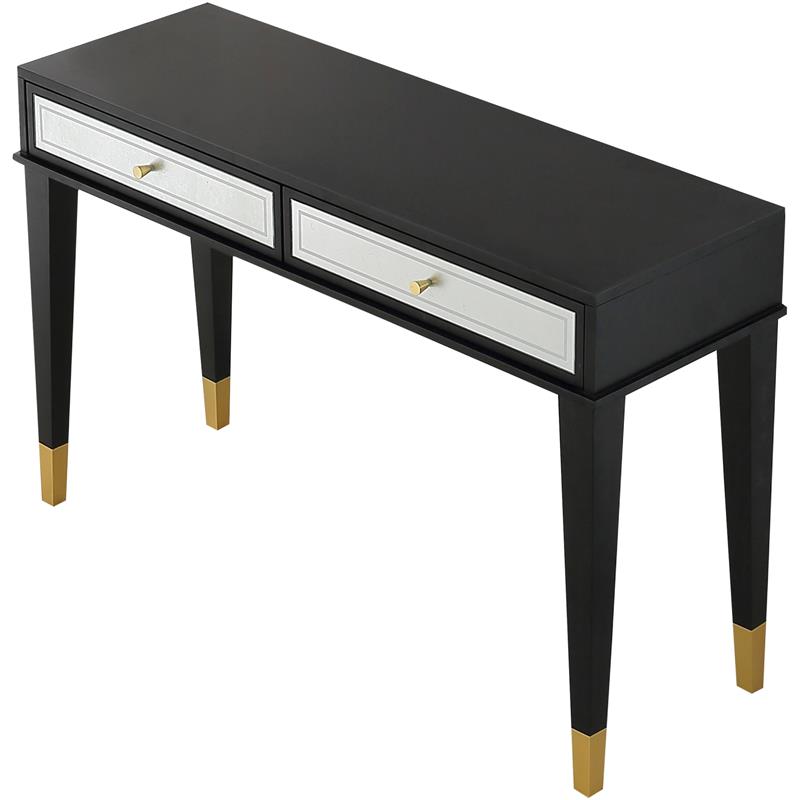 Camden Isle Makalu Console Table with Wood in Black Finish