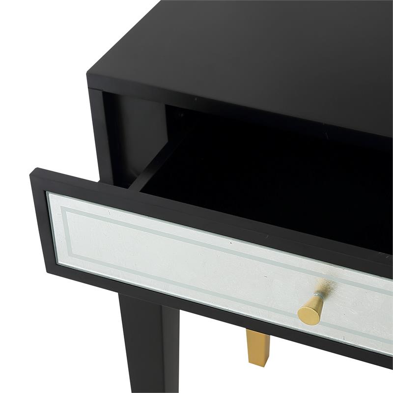 Camden Isle Makalu Console Table with Wood in Black Finish