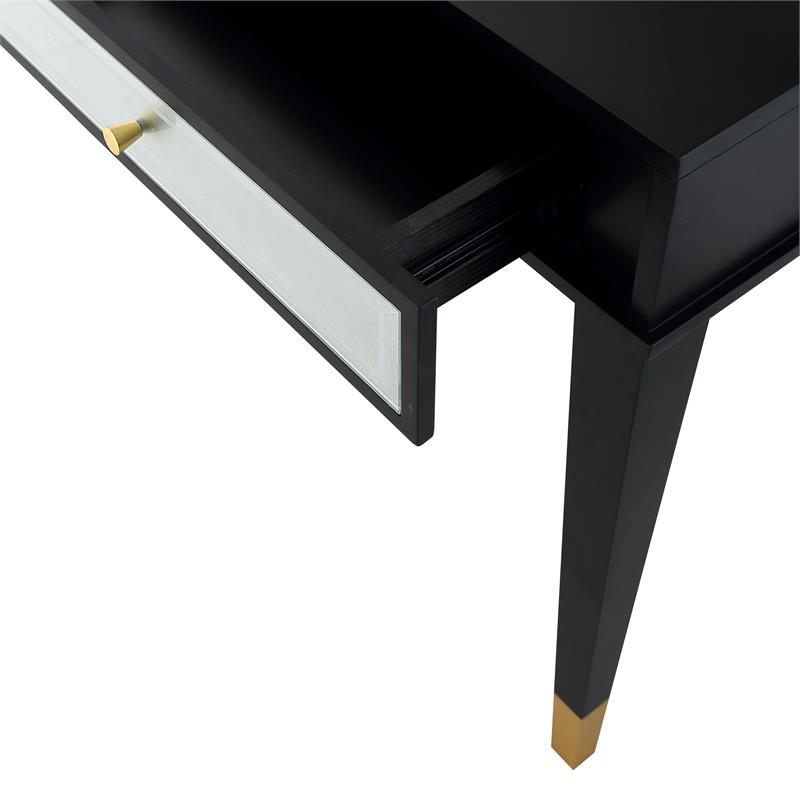 Camden Isle Makalu Console Table with Wood in Black Finish