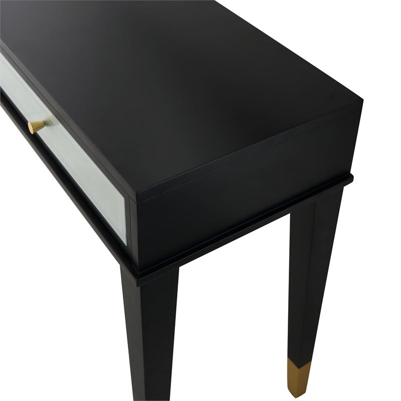 Camden Isle Makalu Console Table with Wood in Black Finish